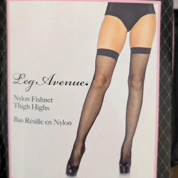 Leg Avenue Discontinued Groupie Luv Black Fishnet Thigh Highs New - Picture 3 of 5